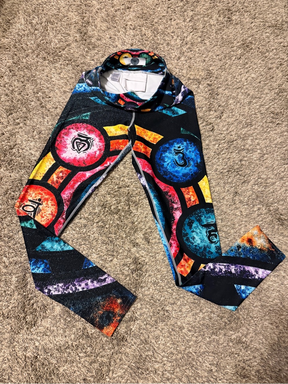 Women's Multicolor Printed Leggings - Vibrant Chakra Motif